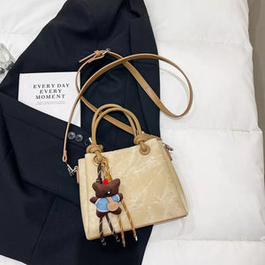 Pu Leather Crossbody Bag in Brown, back view