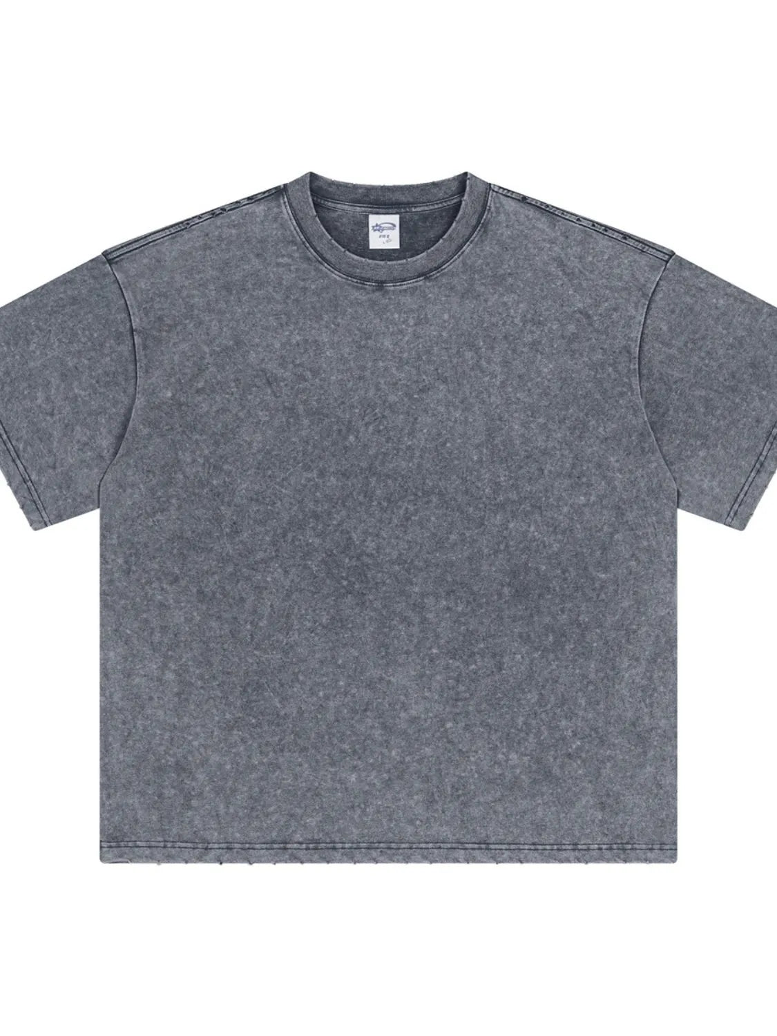 Dark Gray acid wash tee with half sleeves and round neck