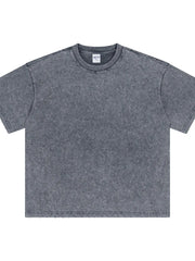 Dark Gray acid wash tee with half sleeves and round neck