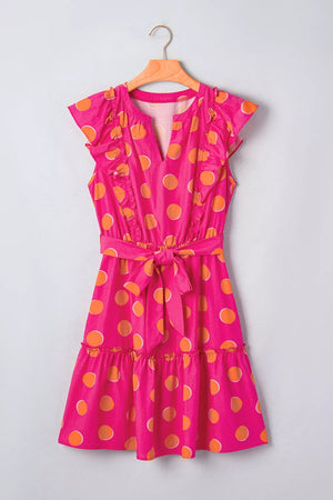 Ruffle Sleeve Polka Dot Mini Dress, product detail