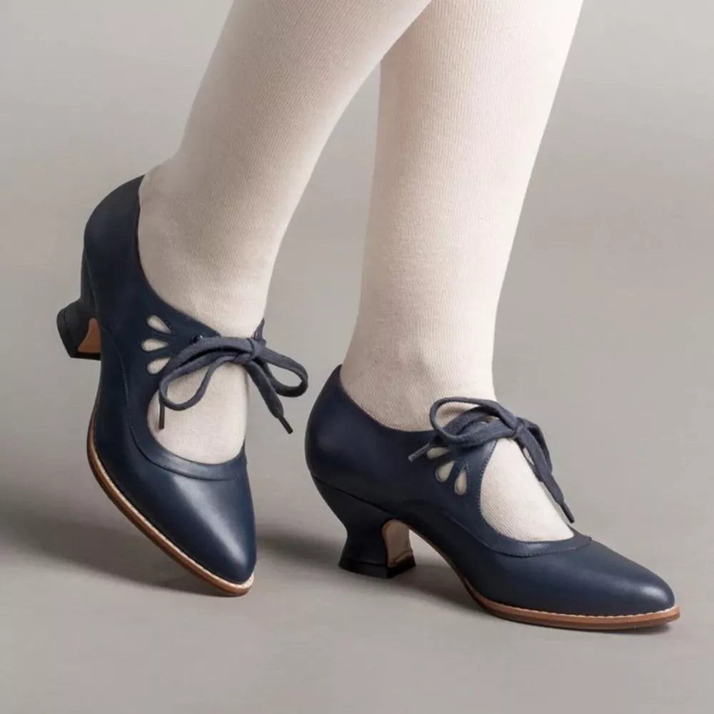 Elegant T-strap Block Heel Shoes