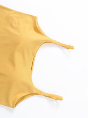 Mustard built-in bustier crop camisole with thin straps