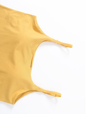 Mustard built-in bustier crop camisole with thin straps