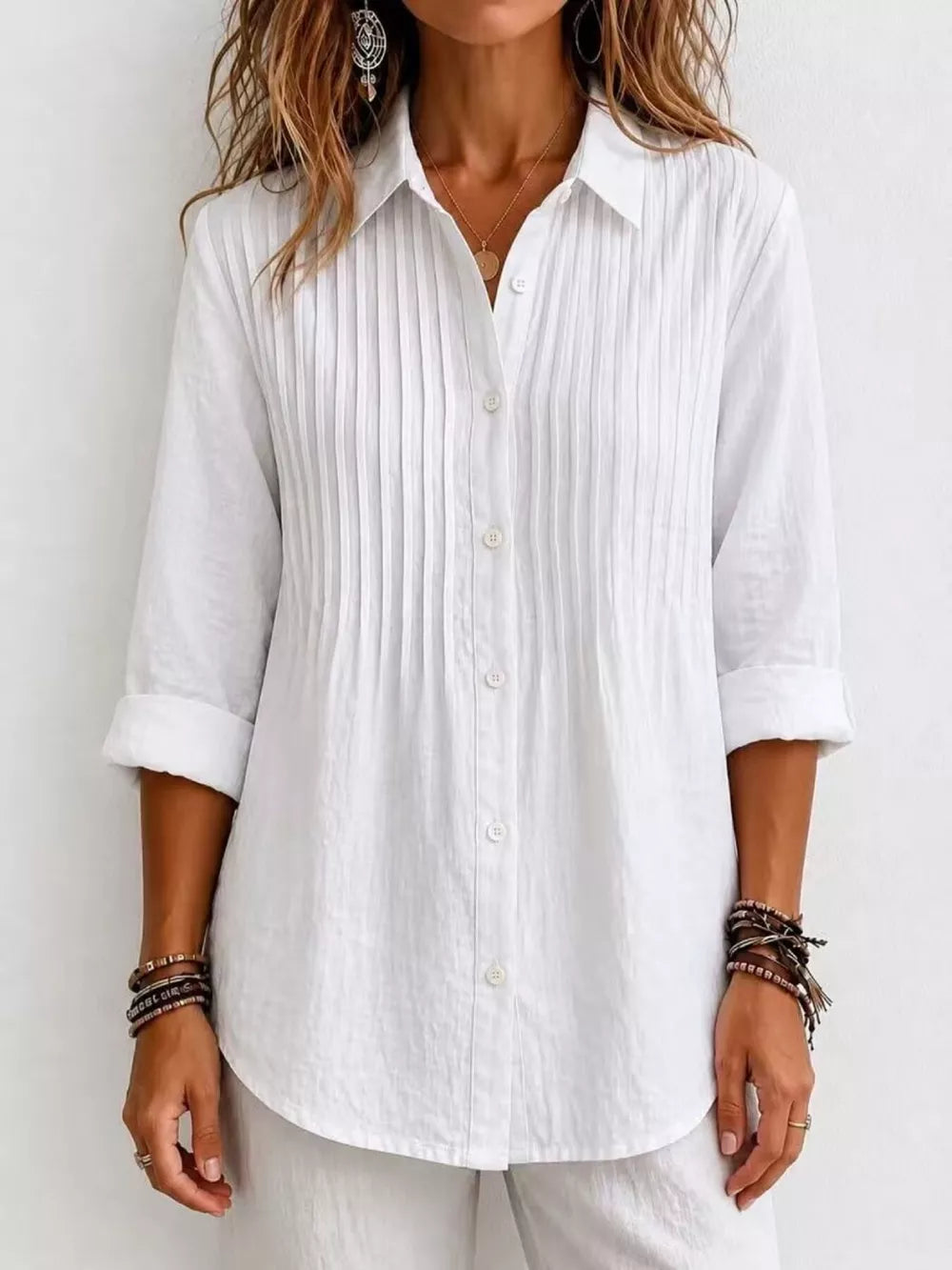 Men's Plus Size Long Sleeve Button-up Shirt, front view