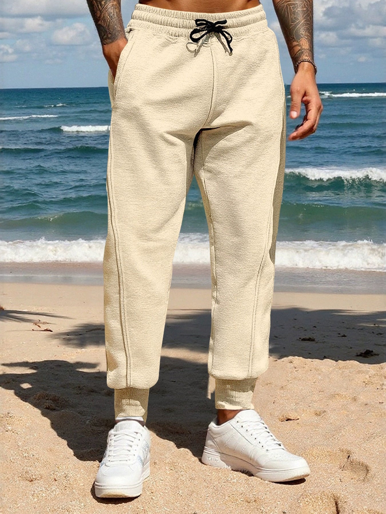 Men's Full Size Casual Drawstring Joggers, fit detail