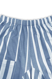Striped Wide-leg Pants in Light Blue, close-up detail