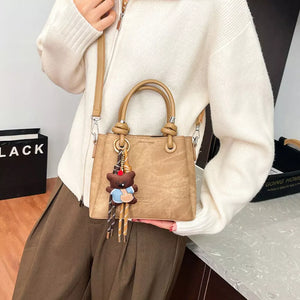 Pu Leather Crossbody Bag in Brown, side view