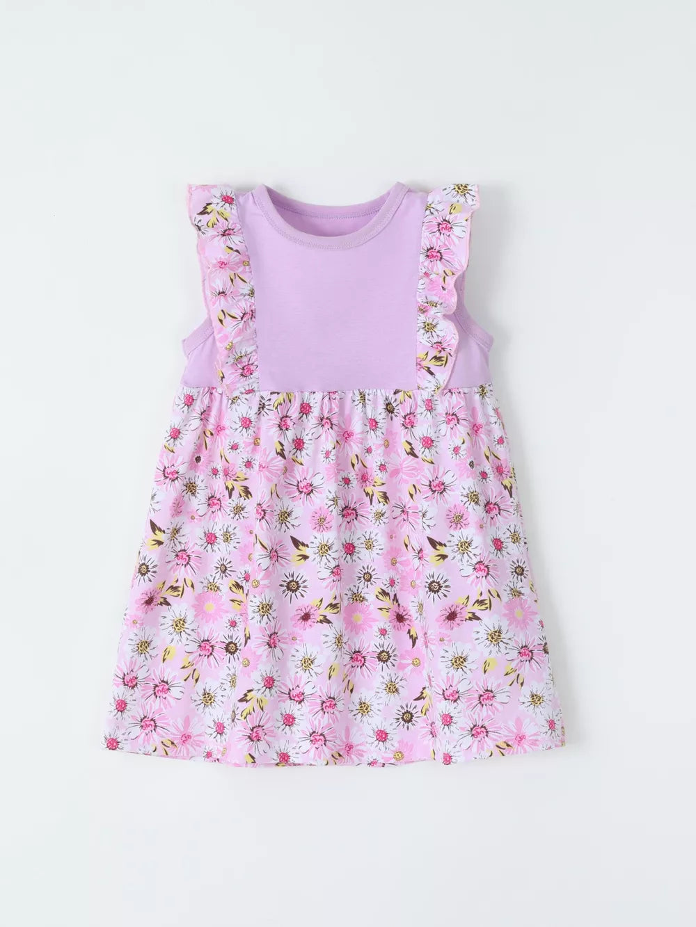 Children's Floral Ruffle Sleeve Dress, side view