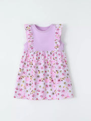 Children's Floral Ruffle Sleeve Dress, side view
