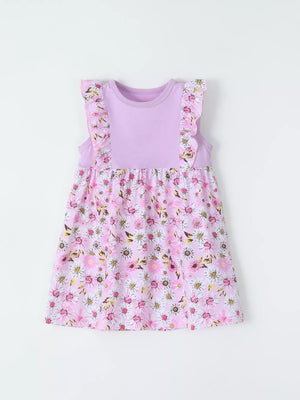 Children's Floral Ruffle Sleeve Dress, side view