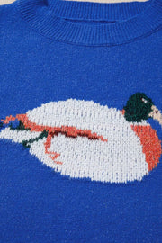 Duck Graphic Drop Shoulder Sweater in Royal Blue, view 12