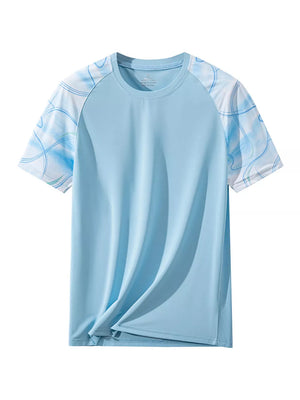 Men's Plus Size Color Block T-shirt in White, close-up detail