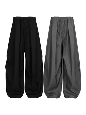 Men's Wide Leg Dress Pants in Black, back view