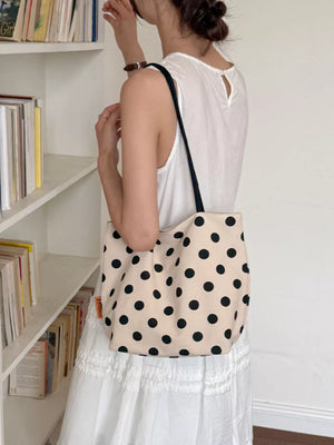 Polka Dot Shoulder Bag in Cream, back view