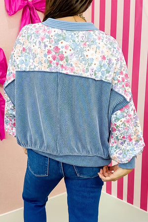 Multicolour Floral Print Round Neck Shift Top, model styling view