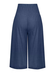 Effortless Smocked Wide-leg Capri Pants