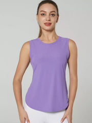 Ribbed Active Tank With Curved Hem
