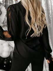 Lace-sleeve Button Up Shirt in Dark Green, view 13