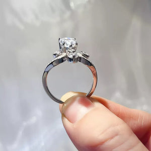 1.2 Carat Pear-cut Moissanite Sterling Silver Ring, back view
