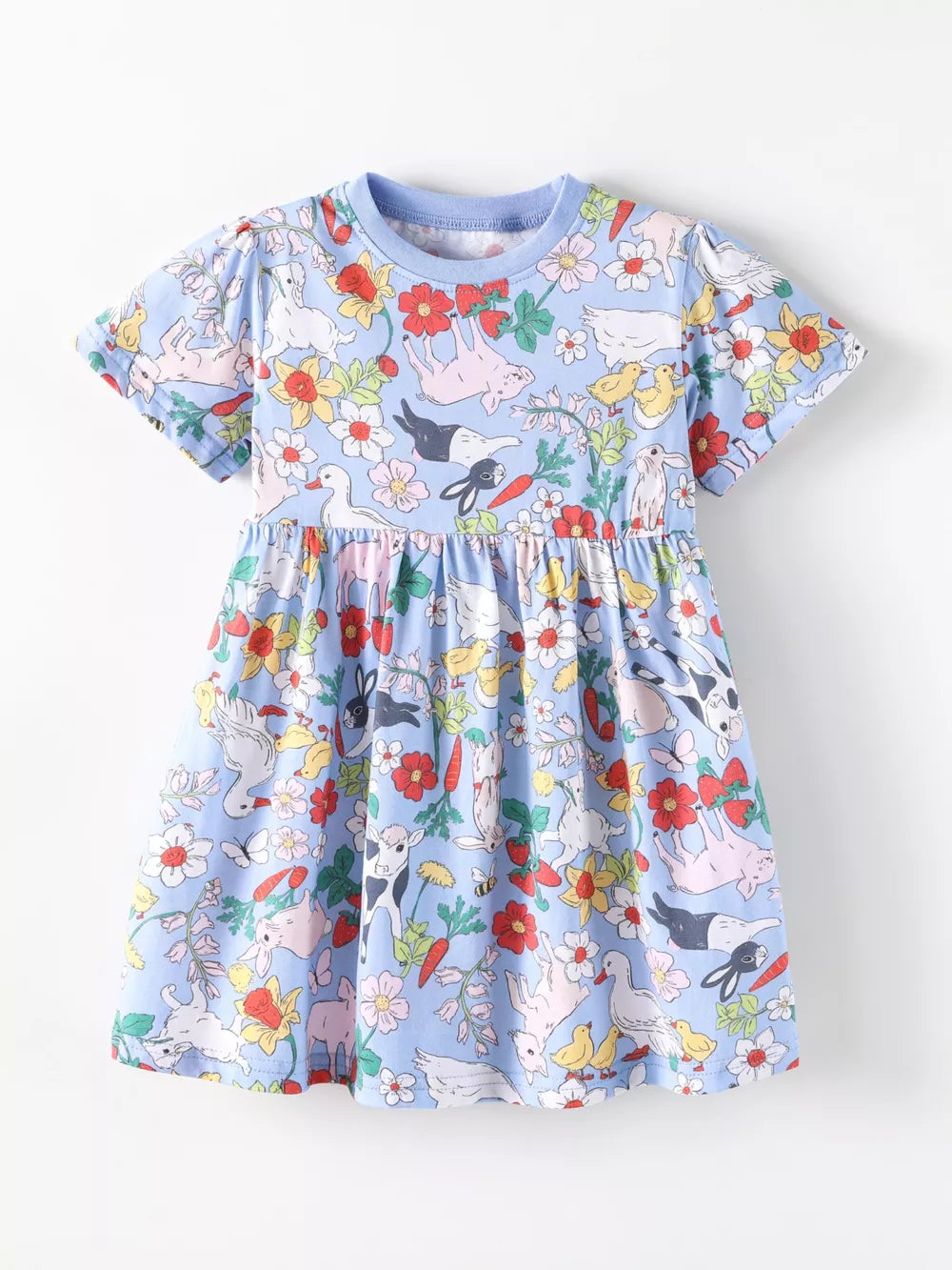 Children's Farm Animal Print Dress, side view