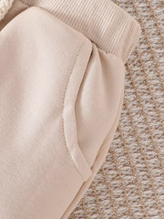 Crew-neck Graphic Long-sleeve Pants in Ivory White, model styling view