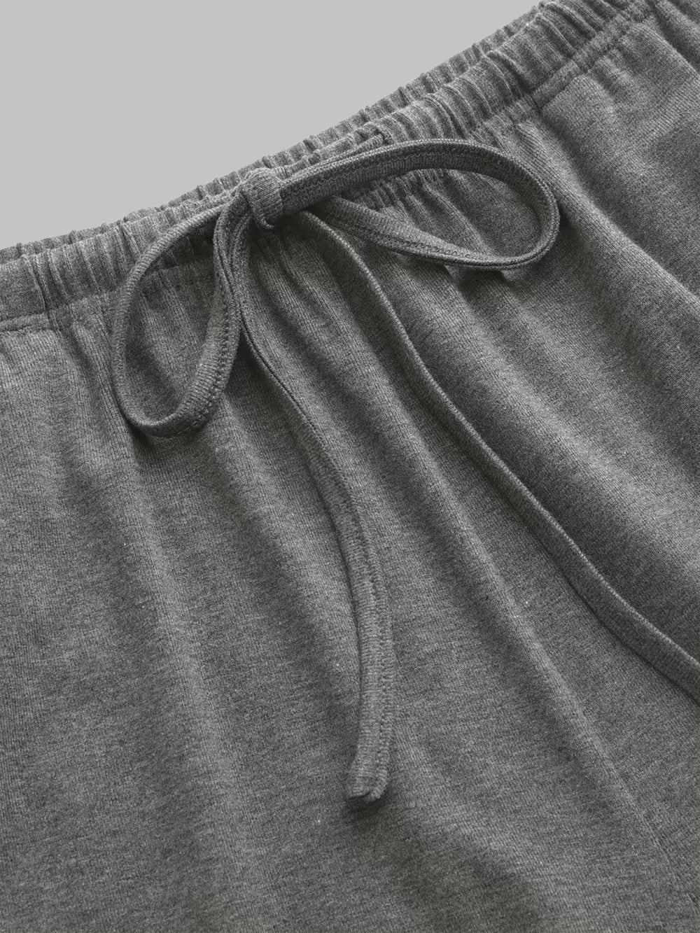 Grey drawstring pants with elastic waistband detail