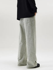 Men's Full Size Wide Leg Pants in Gray, close-up detail