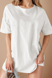 Oversized slouch tee dress in black, casual, basic style