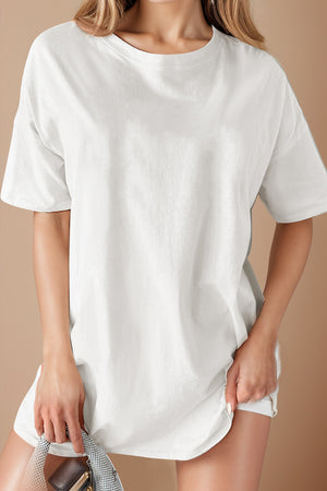 Oversized slouch tee dress in black, casual, basic style