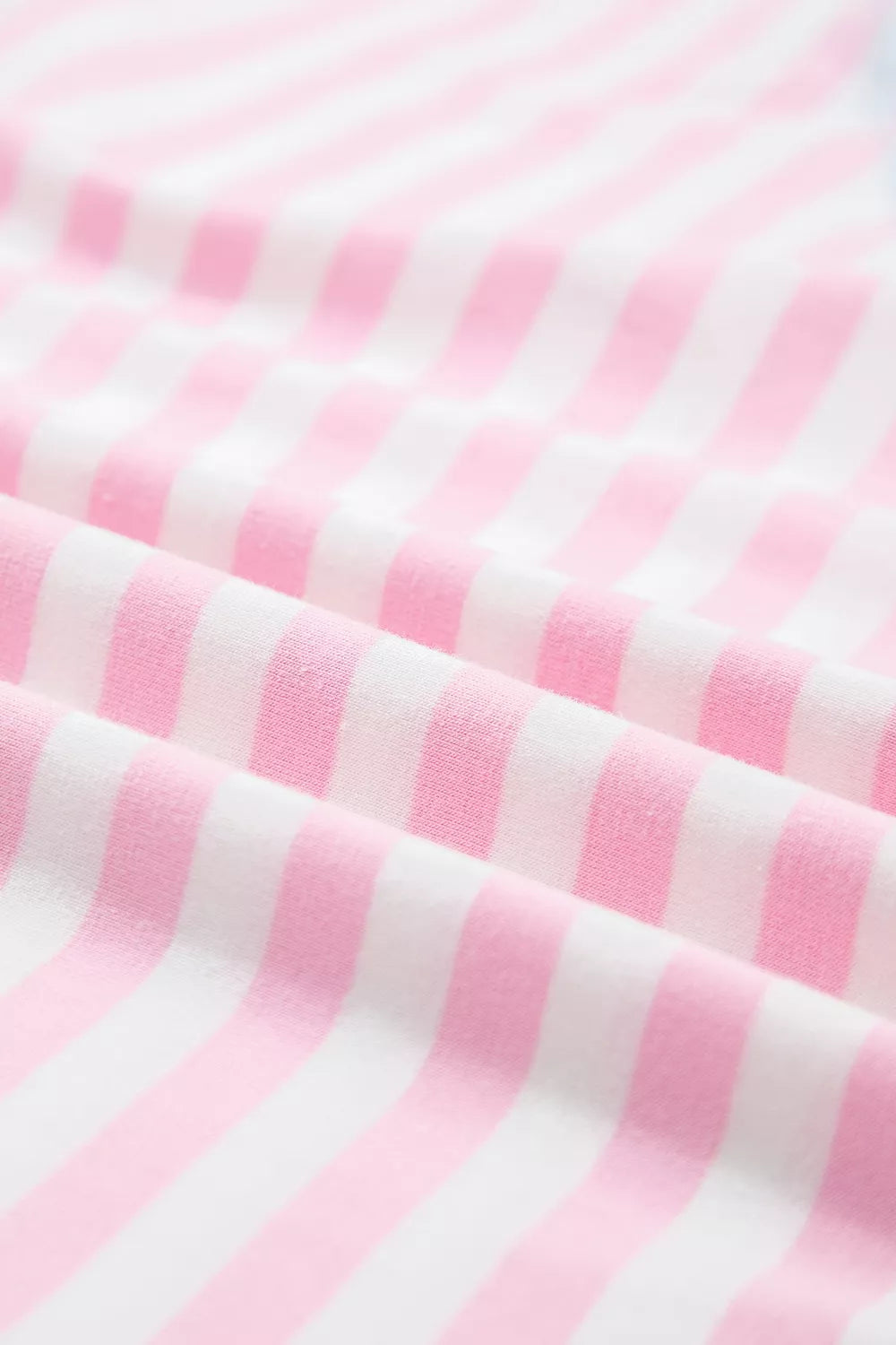 Casual Stripe Oversize Dolman Sleeve T Shirt in Blush Pink, fit detail