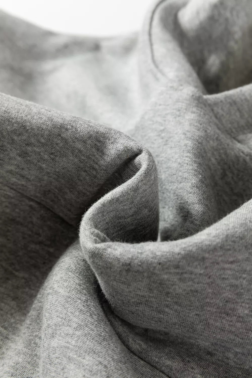 Contrast Rope Drawstring Ruffle Hoodie in Gray, alternate angle
