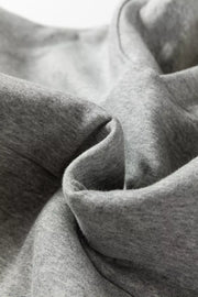 Contrast Rope Drawstring Ruffle Hoodie in Gray, alternate angle