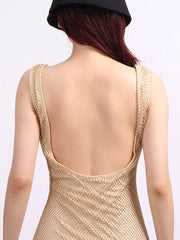 Sleek Sequin Backless Maxi Dress