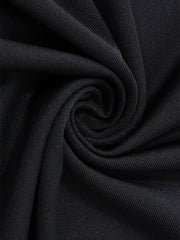Black ribbed knit mini dress fabric detail