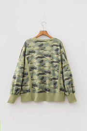 Camouflage Waffle Knit Oversized Sweatshirt, view 11
