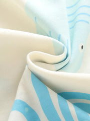 Baby t-shirt with playful ocean creature graphic and blue stripes, made of cotton.