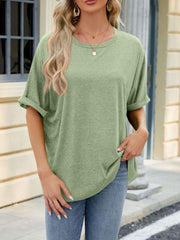 Relaxed fit t-shirt in Matcha Green with rolled short sleeves and crew neck.