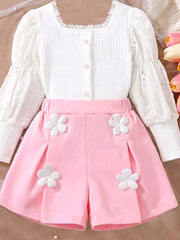 Button-down Ribbed Top in White, back view