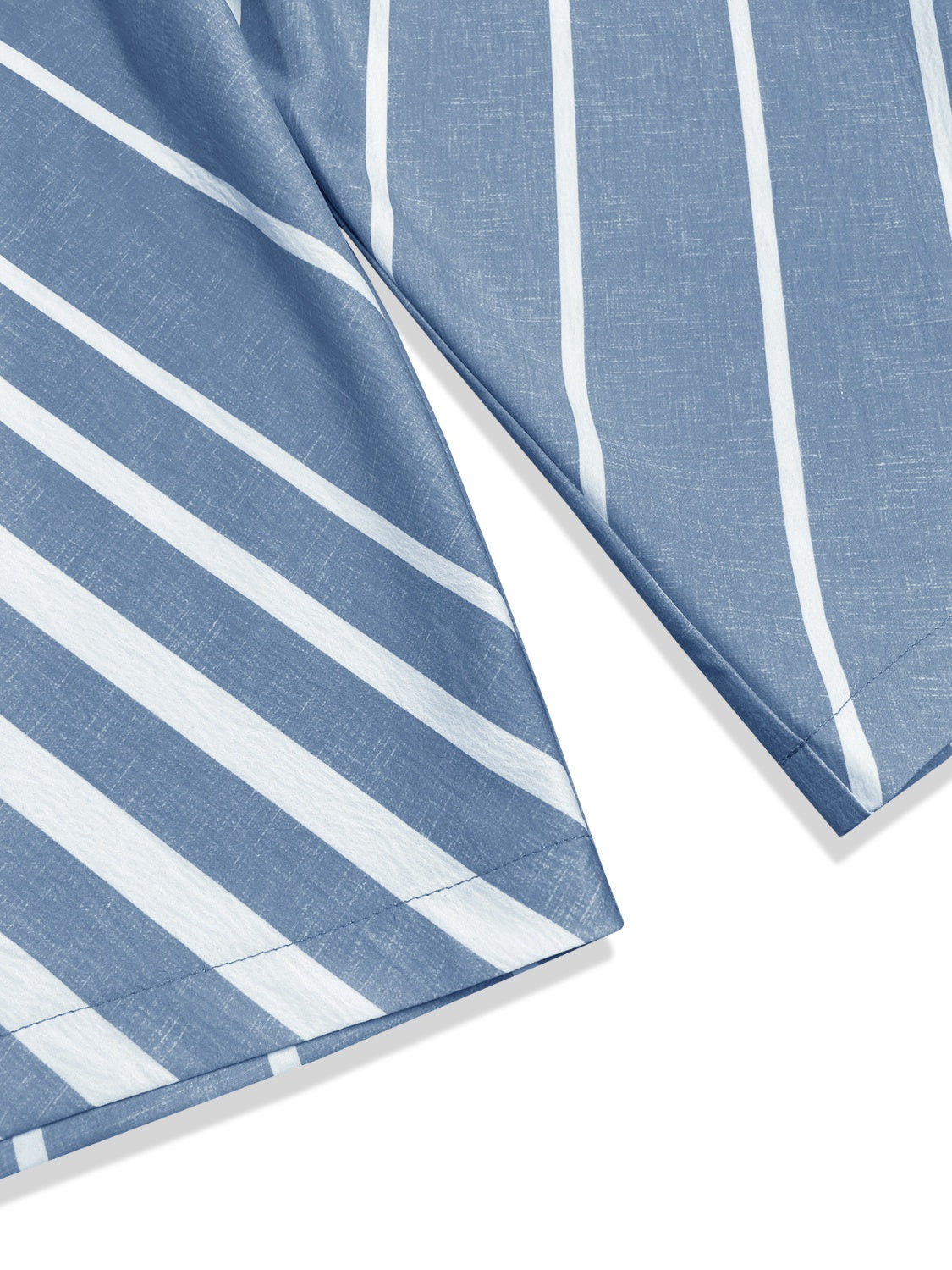 Light blue and white striped palazzo trousers with a wide leg and patch pockets.