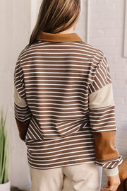 Knit Long-sleeve Top in Coffee Brown, side view