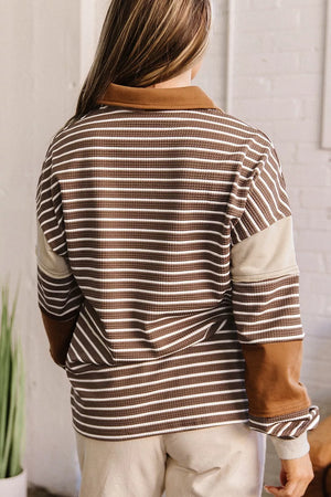 Knit Long-sleeve Top in Coffee Brown, side view