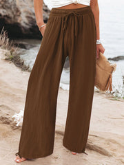 Full Size Drawstring Wide Leg Pants Plus Size in Fuchsia, view 13