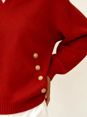 Pink Collared Button-front Knit Sweater
