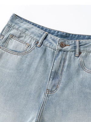 Men's Loose Fit Blue Jeans in Blue, model styling view