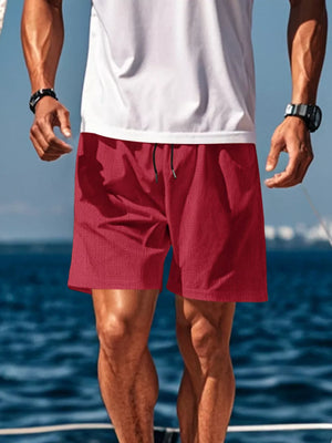 Men's Drawstring Casual Shorts in White, front view