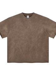Raw edge boxy t-shirt in Khaki with a washed effect and crew neck.