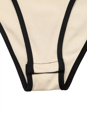 Ribbed V-neck Long Sleeve Bodysuit in Tan, view 11