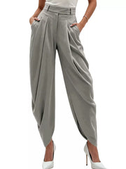 High-waisted Pleated Drape Pants in Black, view 13