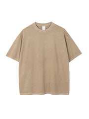 Oversized washed cotton t-shirt in Camel with relaxed fit and crew neck.