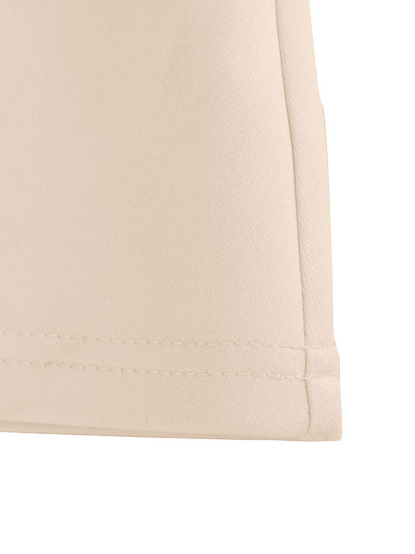 Apricot one-shoulder mini dress hem detail with double stitching.
